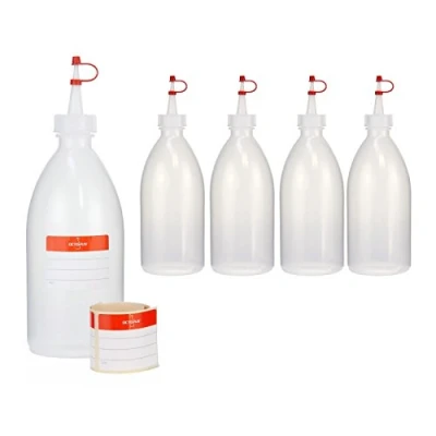 Abbildung von Octopus 5x 500 ml Quetschflaschen, Spritzflaschen aus LDPE mit Tropfverschluss, Garnierflaschen, Dekorationsflasche für Küche, Hobby oder Labor
