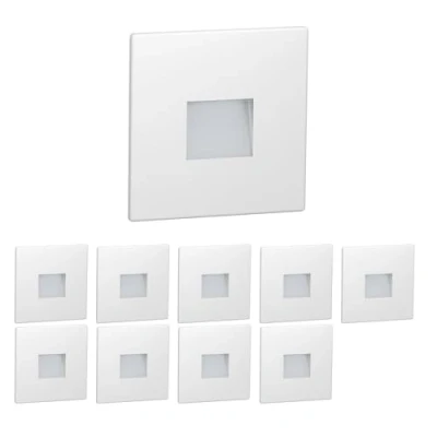 Abbildung von ledscom.de 10 Stück LED Treppenlicht/Wandeinbauleuchte FOW für innen und außen, Downlight, eckig, 85 x 85mm, kaltweiß