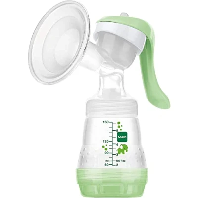 Abbildung von MAM Handmilchpumpe Komfortable und kompakte Milchpumpe, einzigartig upgradebar Handpumpe für Muttermilch inkl. 1 x Easy Start Anti Colic Flasche