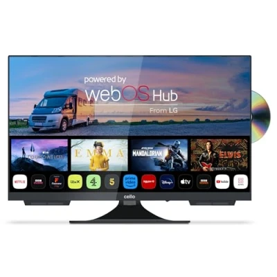 Abbildung von Cello C2224WSF 22&quot; Zoll Full HD SMART/DVD TV integrierter DVD Player Triple Tuner Bluetooth superschnelles Betriebssystem WebOS by LG Disney+ Netflix Prime [2025]