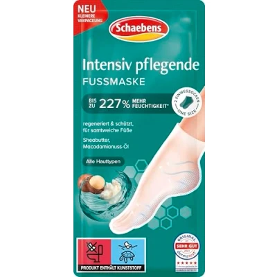 Abbildung von Schaebens Intensiv pflegende Fußmaske (2 Socken für 1 Anwendung) regeneriert &amp; schützt mit Sheabutter, Macadamainuss Öl alle Hauttypen