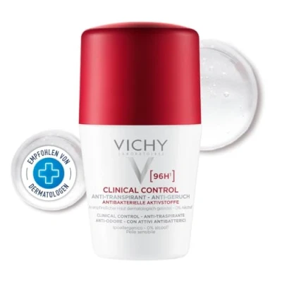 Abbildung von Vichy Clinical Control 96h Frauen, Deo Roll on Für Schweiß und geruchshemmend, Antibakteriell, Alkoholfrei, empfindliche Haut, 50 ml