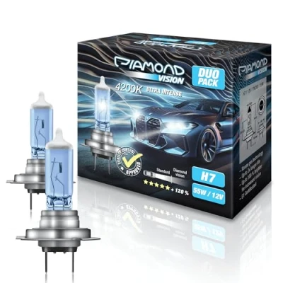 Abbildung von Diamond Vision 2x H7 12V 55W Ultra Intense 4200K Halogen KFZ Autolampen zweimal so langlebig Duobox E Prüfzeichen