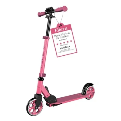 Abbildung von HUDORA Scooter Up 145 Junior Hochwertiger &amp; sicherer Kinder Roller ab 3 Jahre Zusammenklappbarer City mit mm Rollen Höhenjustierbarer für Jungen Mädchen bis 60 kg