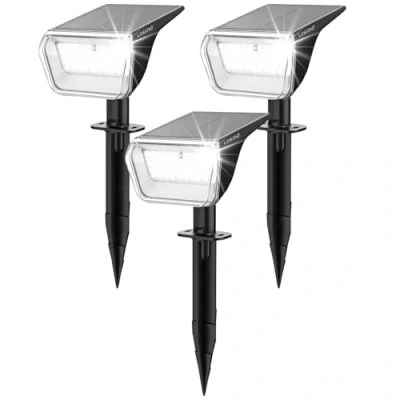 Abbildung von Linkind 60 Led Solarstrahler für außen Garten 800Lm, 6500K Tageslicht Gartenlampe mit Lade Anzeige, 135einstellbar Baumstrahler S klasse Batterie, IP67 wetterfest Solar Baumbeleuchtung, 3 Stück