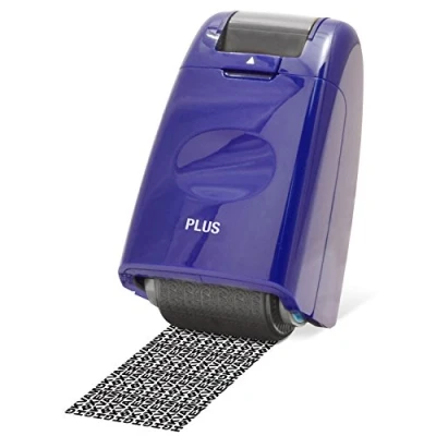 Abbildung von PLUS Japan, Datenschutz Rollstempel Camouflage in Blau, Textschwärzer, Identitätsschutz, 1er Pack (1 x 1 Rollstempel)