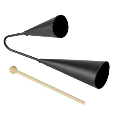 Abbildung von A Star zweifarbige Doppel Samba Agogo Glocken aus Metall mit Holzschlägel