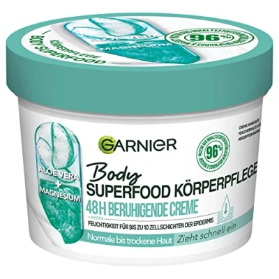 Abbildung von Garnier Beruhigende Körperpflege Für trockene Haut, Body Butter mit Aloe und Magnesium, bis zu 48 Stunden Feuchtigkeit, Superfood, 1 x 380 ml