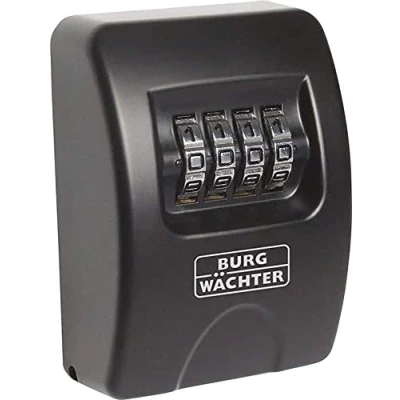 Abbildung von Burg Wächter Schlüsseltresor mit 4 stelligem Zahelncode für außen und innen, Sicher, Wandmontage, Key Safe 10 SB, Schwarz, KeySafe 10, Außen: 85x61x39mm (HxBxT)