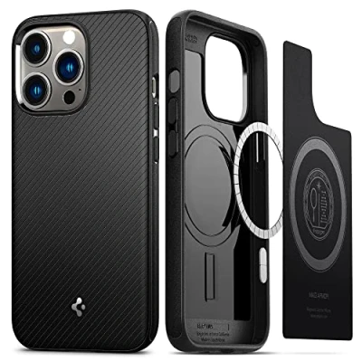 Abbildung von Spigen Mag Armor MagFit Hülle Kompatibel mit iPhone 13 Pro MagSafe Magnetisch Matte Black