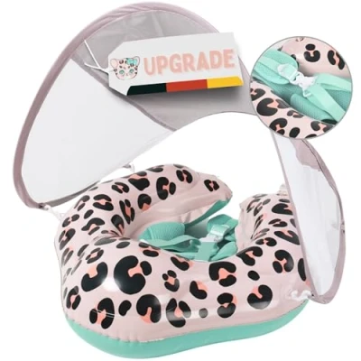Abbildung von EDWEKIN® Einzigartiger Baby Schwimmring mit Leo Optik Innovative Schwimmhilfe Sonnenschutzdach UPF50+ Kinder Schwimmreifen Float für 6 Monate bis 3 Jahre