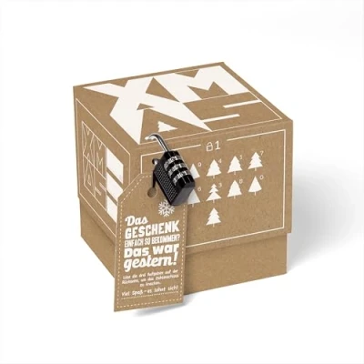 Abbildung von SURPRISA Geschenkbox, Rätselbox Xmas weihnachtliche Verpackung für Geschenke und Gutscheine