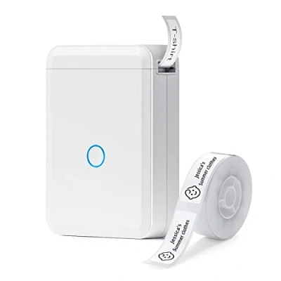 Abbildung von NIIMBOT D110 Beschriftungsgerät mit Klebeband, tragbarer Etikettendrucker, Bluetooth Thermo Etikettendrucker für Lager, Büro, Haushalt, Organisation (weiß)