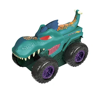 Abbildung von Hot Wheels Monstertruck Mega Wrex, &#039;frisst und verdaut&#039; Wheel Autos, mit Beleuchtung Geräuschen, Auto Spielzeug, Spielzeug ab 4 Jahre, GYL13