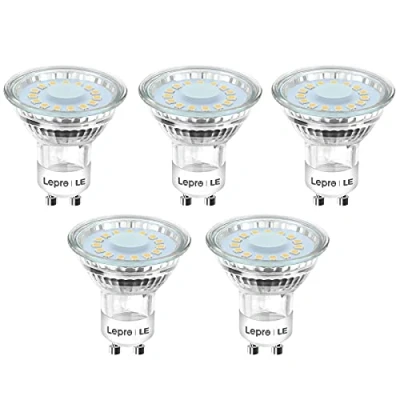 Abbildung von Lepro GU10 LED Warmweiss Lampe, 4W Ersetzt 50W Glühbirne, 325 Lumen 2700K Warmweiß Leuchtmittle, Abstrahlwinkel 100 Flimmerfrei Strahler, Nicht Dimmbar Reflektorlampen, 5er Pack
