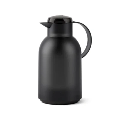Abbildung von Emsa N40119 Samba Isolierkanne 1,5 Liter Quick Press Verschluss 12h heiß und 24h kalt Transluzent Schwarz
