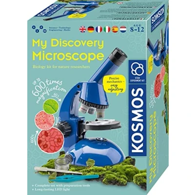 Abbildung von KOSMOS 616984 Entdecker Mikroskop, Präparate VergröÃŸern Und Naturwissenschaften Entdecken, Experimentierkasten Mit Mehrsprachiger Anleitung (DE, EN, FR, IT, ES, NL), Ab 8 Jahren, Mint Spielzeug