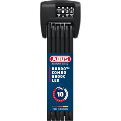Abbildung von ABUS Faltschloss Bordo 6000C LED mit SH Schlosshalterung faltbares Fahrradschloss beleuchtetem Zahlencode Sicherheitslevel 10 Länge 90 cm