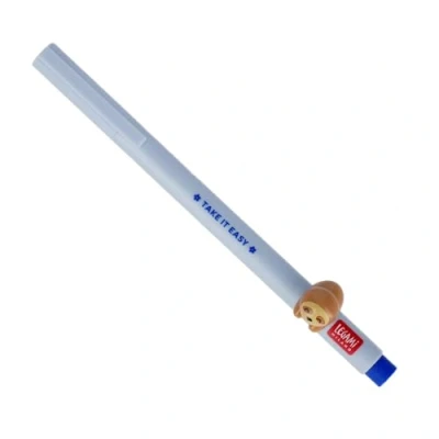 Abbildung von Legami Gelschreiber mit dekorativem Tier, verhindert das Rollen, blaue Tinte, abnehmbares und rekombinierbares 0,5 mm Spitze, Sloth Motiv