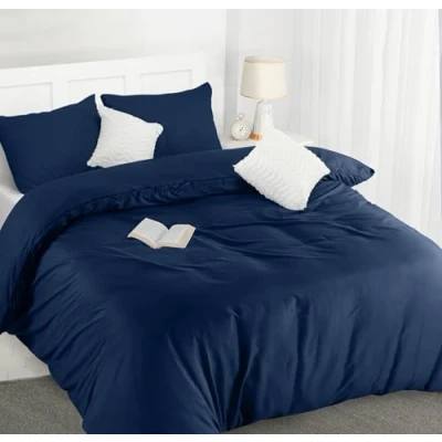 Abbildung von Utopia Bedding Bettwäsche Set Mikrofaser Bettbezug 230x220 cm + 2 Kissenbezüge 50x75 Marineblau