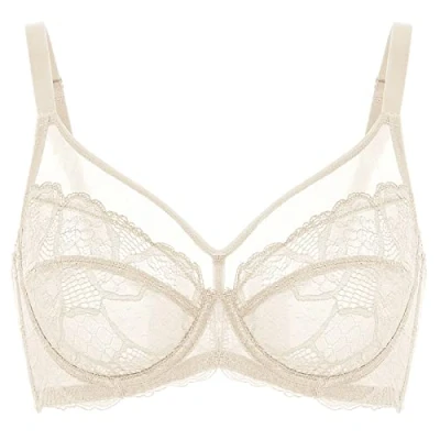 Abbildung von DOBREVA Damen Spitzen Minimizer BH mit Bügel Große Brüste Sexy Vollschalen Ungefüttert Pergament 95D