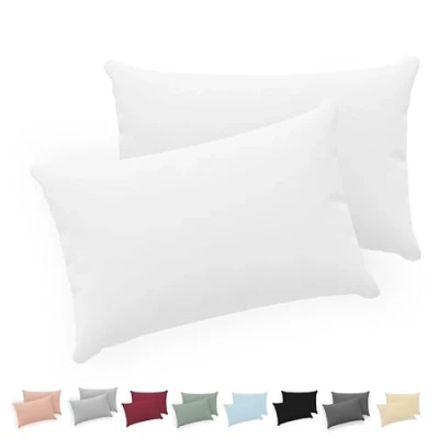 Abbildung von Twinzen® Kissenbezug 40x70 (2er Set) 100% Jersey Baumwolle 150 GSM Kissenbezüge Weiß Für cm Kissenhülle mit Reißverschluss Oeko Tex Zertifiziert