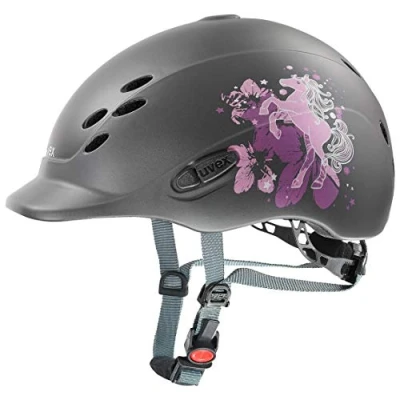 Abbildung von uvex onyxx leichter Reithelm für Kinder individuelle Größenanpassung optimale Belüftung pony anthracite matt 49 54 cm