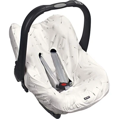 Abbildung von Original Dooky Seat Cover Schonbezug Dandelion für Babyschale Universalgröße geeignet 3 und 5 Punkt Gurtsystem Autositz, Altersgruppe 0+, weiß
