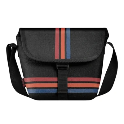 Abbildung von Fintie Tasche für Polaroid Now/Now+ Gen 2 I Type Sofortbildkamera, Originals OneStep+/Onestep VF Segeltuch Schutzhülle Kameratasche Hülle (Schwarzer Streifen)