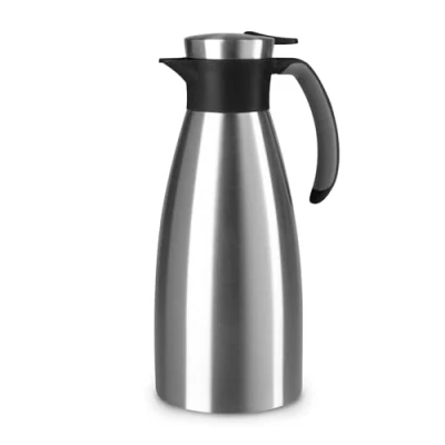 Abbildung von Emsa Soft Grip Isolierkanne, 1,5 Liter, Edelstahl, 12 Stunden heiß + 24 kalt, Auslaufsicher, Rutschfester Griff, Farbe Schwarz, 514499