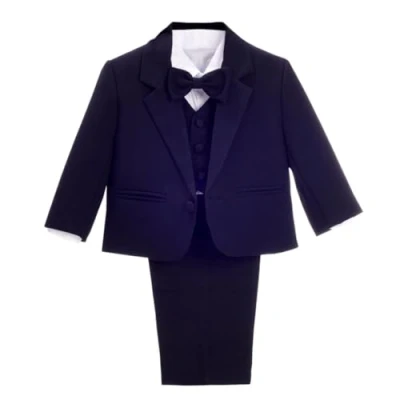 Abbildung von Lito Angels Baby Anzug Jungen Hochzeit, 5 Teiliges Set (Sakko, Weste, Hemd, Hose &amp; Krawatte), Dunkelmarine, Größe 3 Monate 62 (Tag Nummer 3M)