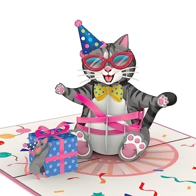 Abbildung von papercrush® Pop Up Karte Geburtstagskatze Lustige 3D Geburtstagskarte mit Katze für Frau, Freundin &amp; Mädchen Besondere Glückwunschkarte Katzenmotiv zum Geburtstag von Katzenliebhaber