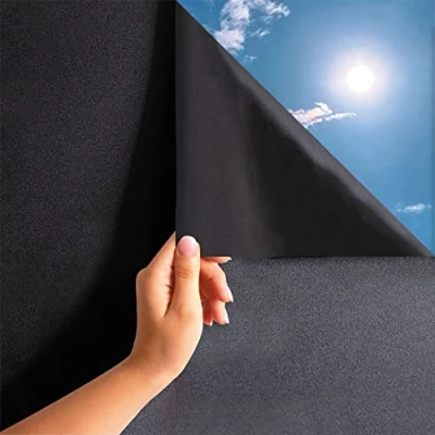 Abbildung von MARAPON ® Fenster Sichtschutzfolie schwarz selbstklebend [90x200 cm] inkl. eBook mit Profitipps Verdunkelungsfolie Anti UV Privacy Window Film