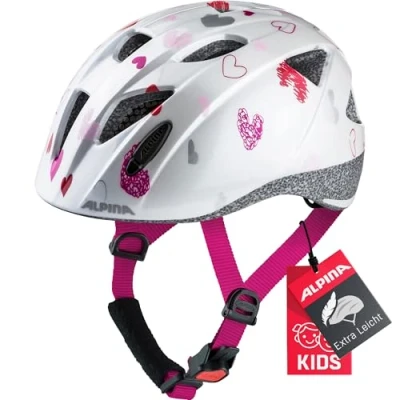 Abbildung von ALPINA XIMO Leichter, Sicherer &amp; Bruchfester Fahrradhelm Mit Optionalen LED Licht Für Kinder, white hearts gloss, 49 54 cm