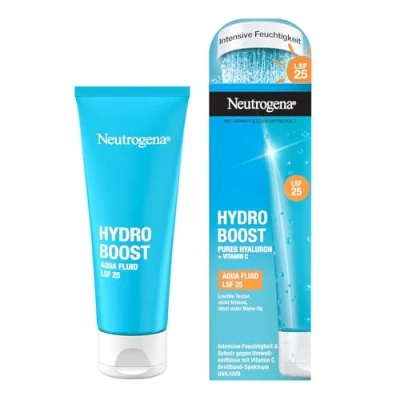 Abbildung von Neutrogena Hydro Boost Aqua Fluid Lichtschutzfaktor 25 (50 ml), leichte Gesichtscreme mit Hyaluronsäure &amp; Vitamin C für intensive Feuchtigkeit, nicht fettende Tagescreme LSF