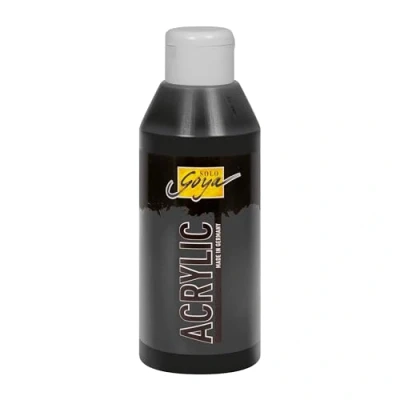 Abbildung von KREUL 84226 Solo Goya Acrylic schwarz, 250 ml Flasche, cremige vielseitig einsetzbare Acrylfarbe in Studienqualität, auf Wasserbasis, schnell und matt trocknend, gut deckend, wasserfest