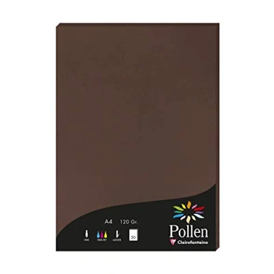 Abbildung von Clairefontaine 4202C Packung mit 50 Karten Pollen 120g, DIN A4, 21 x 29,7cm, Schokoladenbraun