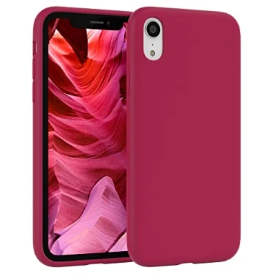 Abbildung von EAZY Case Silikon Hülle für iPhone XR Rot weich stoßfeste Schutzhülle mit Kameraschutz Handyhülle Silikonhülle Dünn Premium Schutz TPU Cover Phone in Bordeaux