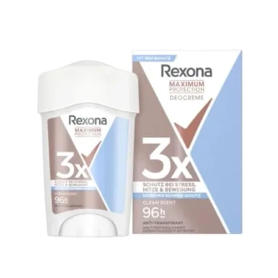Abbildung von Rexona Maximum Protection Deo Creme Clean Scent Anti Transpirant mit 3x Schutz bei Stress, Hitze &amp; Bewegung 96H extremer 45 ml
