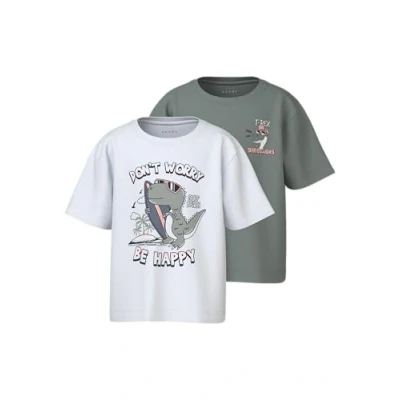 Abbildung von Name it Nmmvagno 2 PACK Tshirt print für Kinder, Größe: 92, Slate gray/bright white