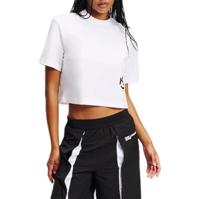 Abbildung von Karl Lagerfeld Jeans Cropped Monogram TEE Tshirt basic, Damen, Größe: Medium, White
