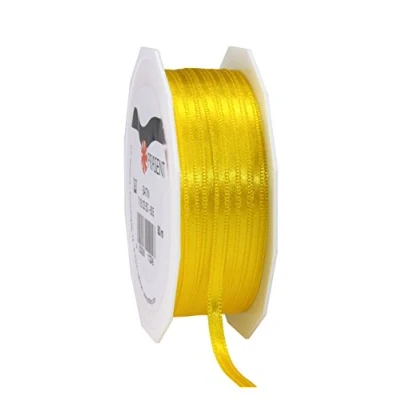 Abbildung von PRÄSENT C.E. Pattberg Satin gelb, 50 m Satinband zum Einpacken von Geschenken, 3 mm Breite, Geschenkband Dekorieren &amp; Basteln, Dekoband, Anlass