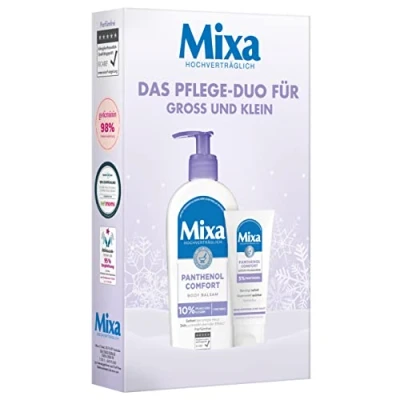 Abbildung von Mixa Panthenol Pflege Set Mit Sofort Pflegecreme (50 ml) für Body Lotion (250 ml), empfindliche, trockene &amp; irritierte Haut, und Glycerin, Comfort (2 Teilig)