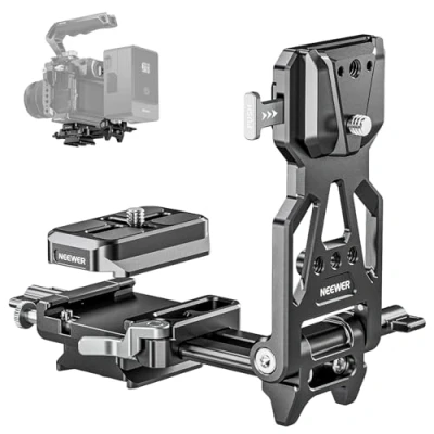 Abbildung von NEEWER Faltbare V Mount Battery Plate Akkuplatte mit Schnellwechsel Kamera Basisplatte vom Typ Arca DSLR Video Rig, kompatibel SmallRig Cage DJI RS4 RS3 Gimbal, PS015 PRO