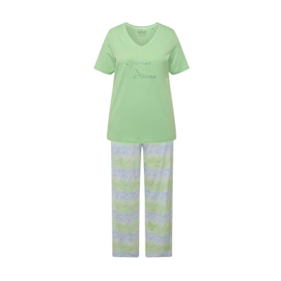 Abbildung von Ulla Popken WAVE Print Twopiece Pyjama, Damen, Größe: 42/44, Light green