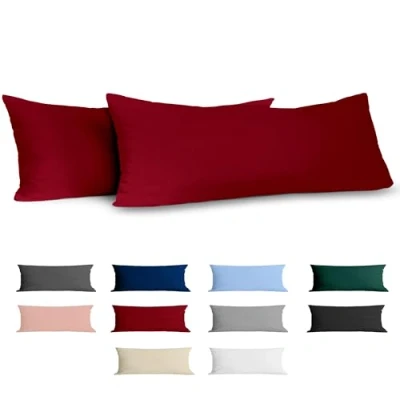 Abbildung von Kissenbezug 40x145 Baumwolle Renforcé (2er Set) Burgunderrot Dicht gewebt mit 57 Fäden/cm² 40 x 145 cm Oeko Tex Zertifiziert Dreamzie