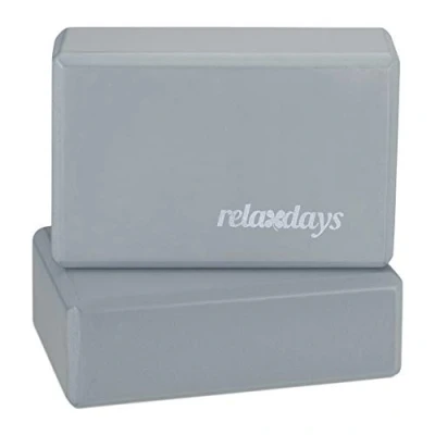 Abbildung von Relaxdays Yogablock im 2er Set, Yoga Klötze für Übungen, Hartschaum, rutschfest, Würfel HBT: 8x23x15 cm, grau