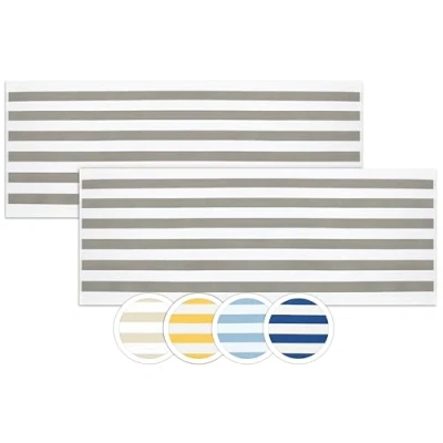 Abbildung von ZOLLNER 2er Set Strandtücher strapazierfähige und saugstarke Badetücher in 70x180 cm waschbar bis 95C Baumwolle Zeitloses Streifenmuster grau Oeko Tex® Zertifiziert