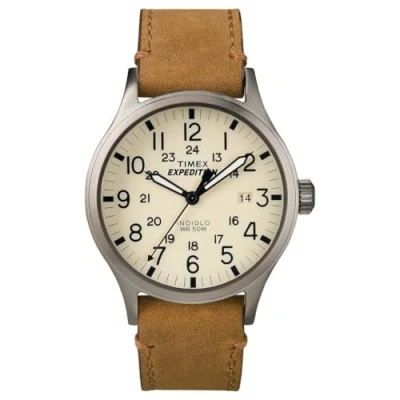 Abbildung von Timex Herren Quarz Uhr mit Leder Armband TWC001200