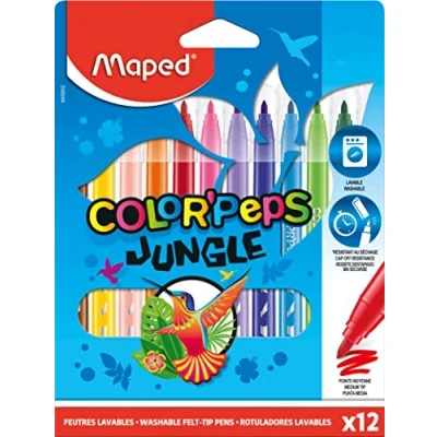 Abbildung von Maped Filzstifte/Fasermaler COLOR&#039;PEPS JUNGLE mit mittlerer Spitze 12x Stifte, sortiert
